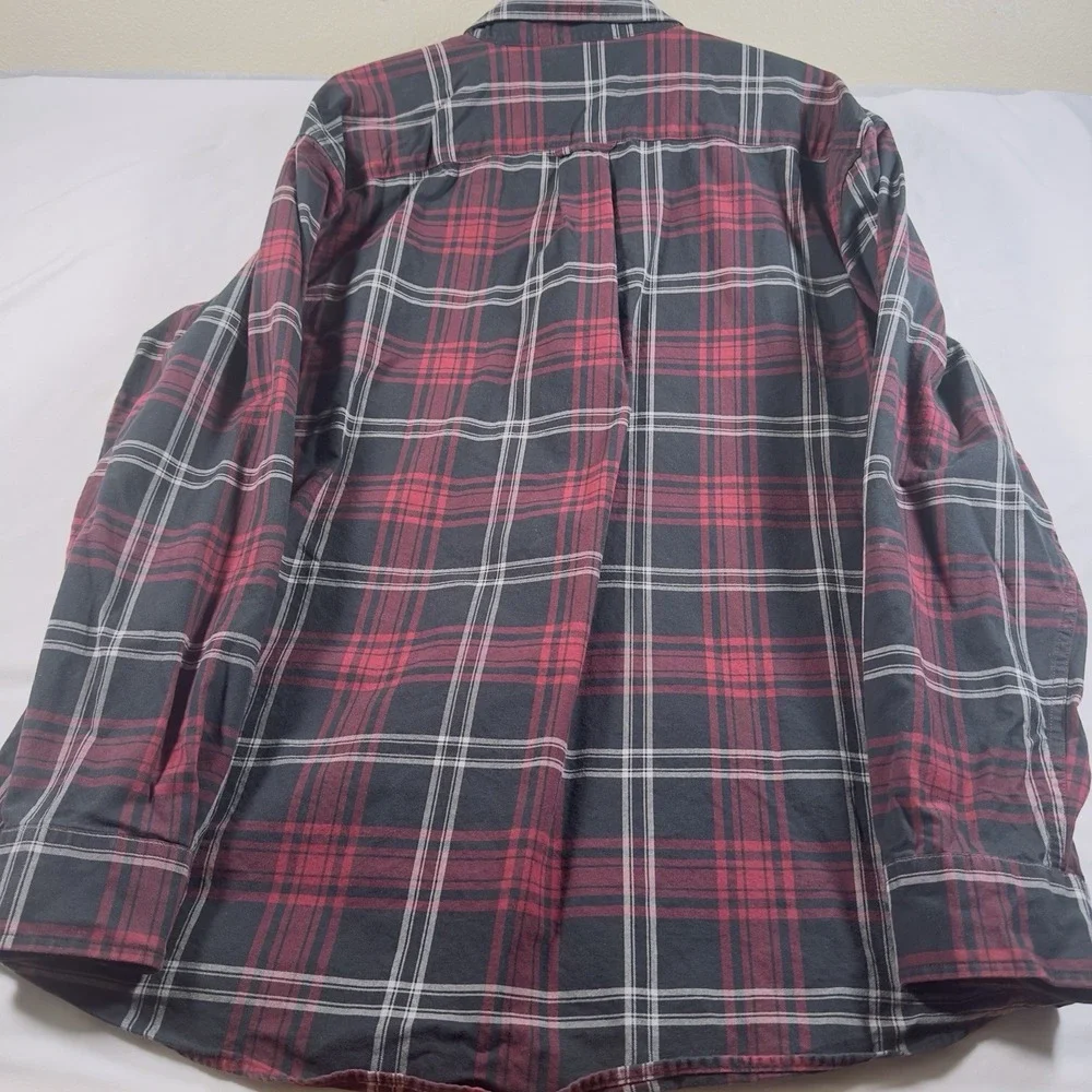 Orvis Shirt Men L Button Up Red Plaid Flannel 100 Cotton Heavyweight Outdoor